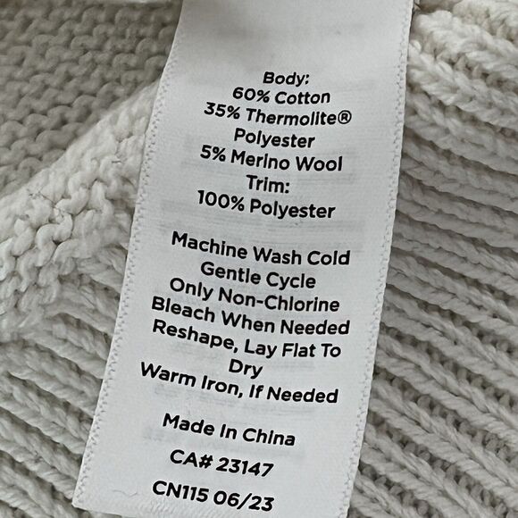 T By Talbots Women Sweater Large Black White Quilted Neck Fair Isle Thermolite - Picture 11 of 12